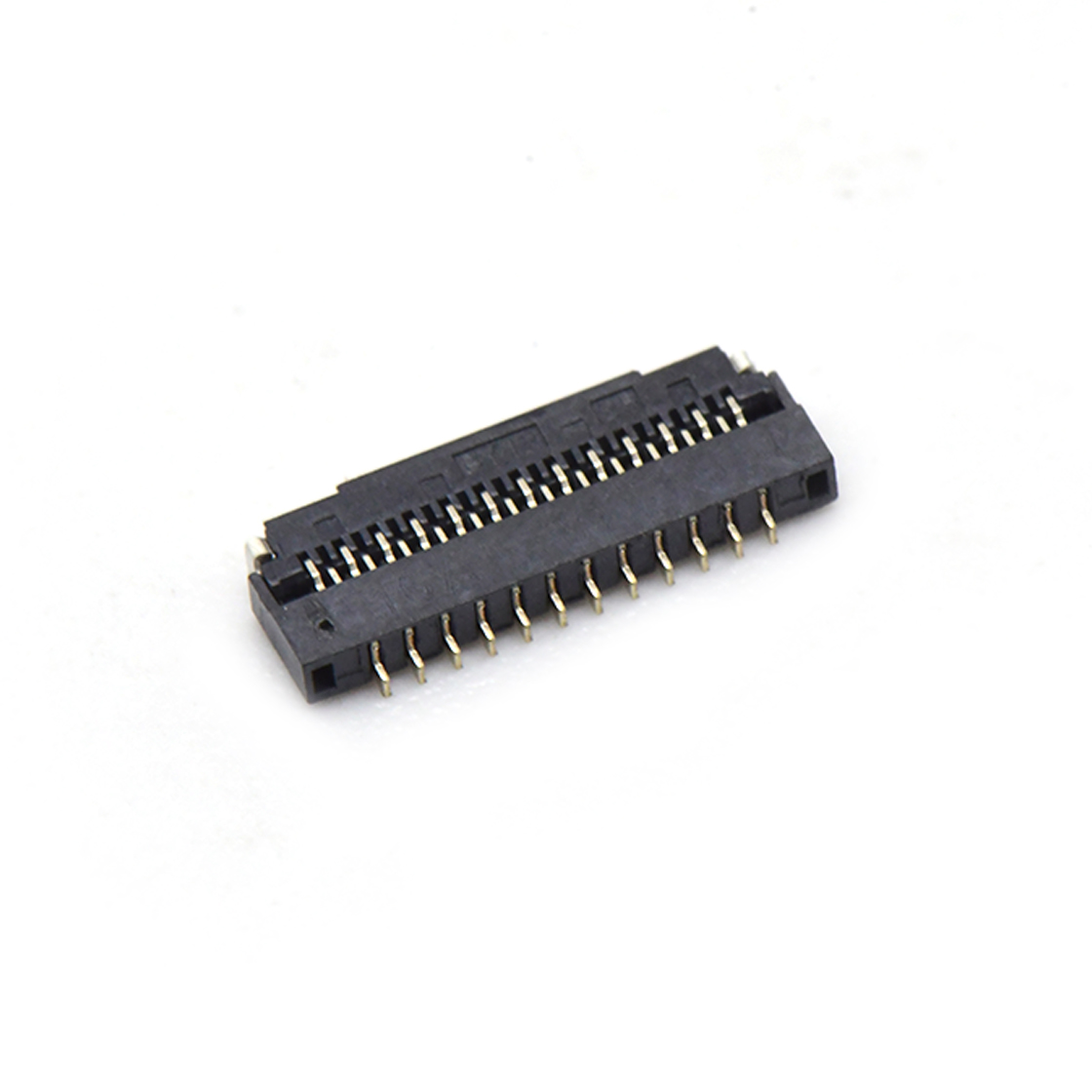 F0303 FPC FFC连接器Pitch 0.30mm 90°H1.00mm 卧式下接前掀盖 SMT型FPC 25Pin黑色 镀半金1u"，其它区域镀镍